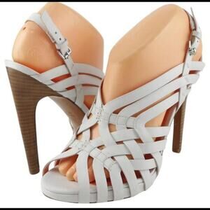 Via Spiga Womens  V Phoebe White LE Sandals Size 8  Preowned